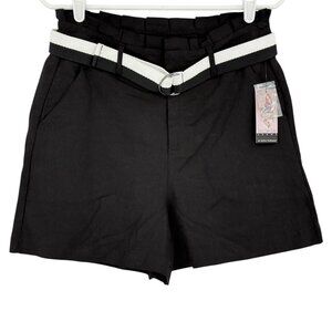 Sofia Vergara Jeans Women's Linen Blend High Rise Belted Black Shorts Size 2 NWT